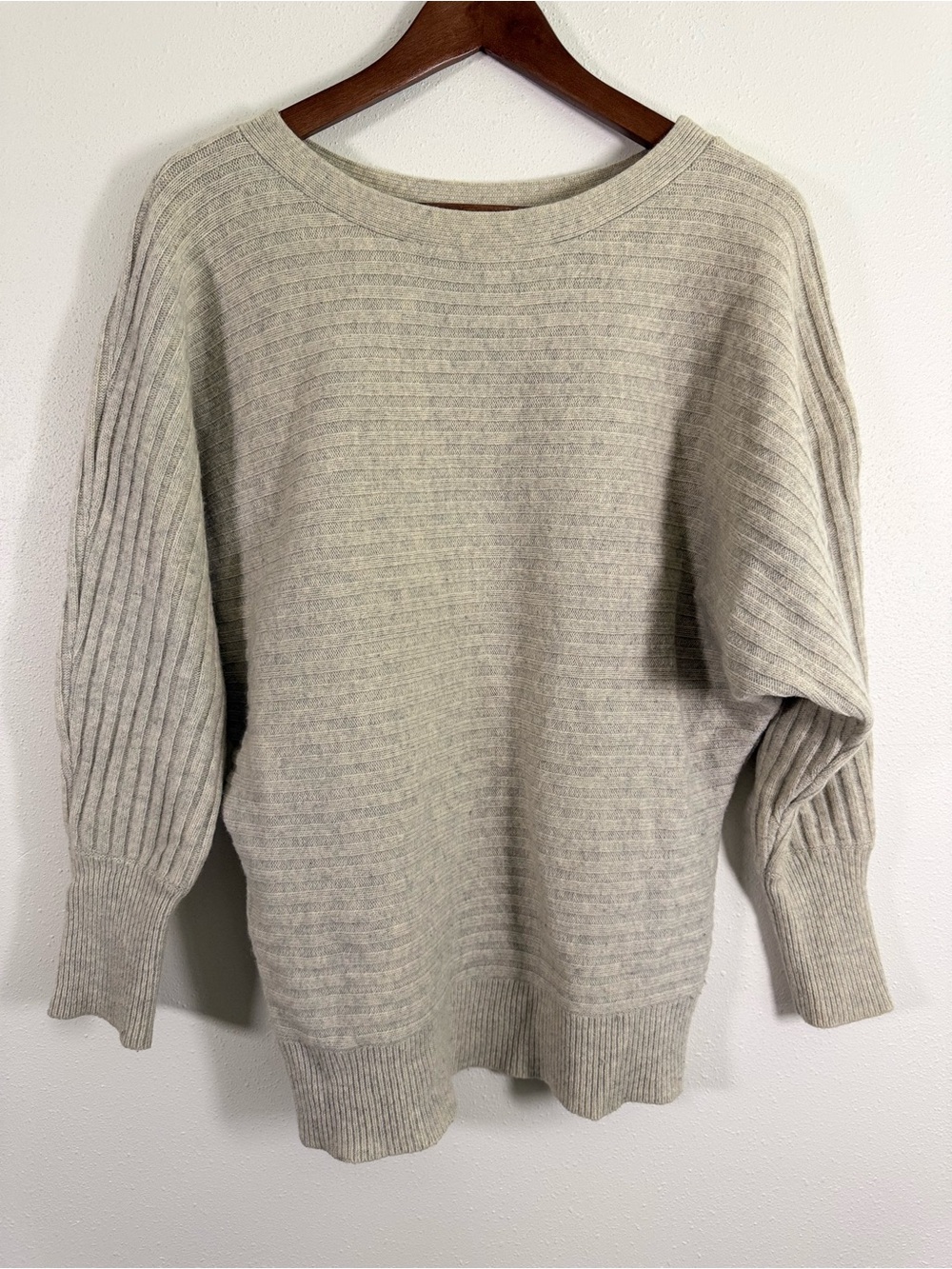J.Crew Dream Wool Cashmere Ribbed Dolman Sweater Heather Gray M
